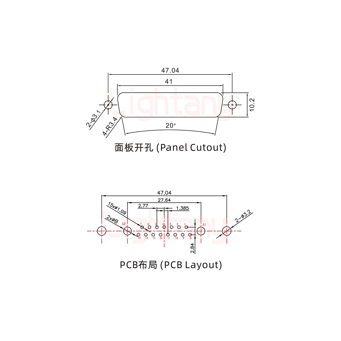 17W2母PCB直插板/鉚魚叉7.0/大電流30A