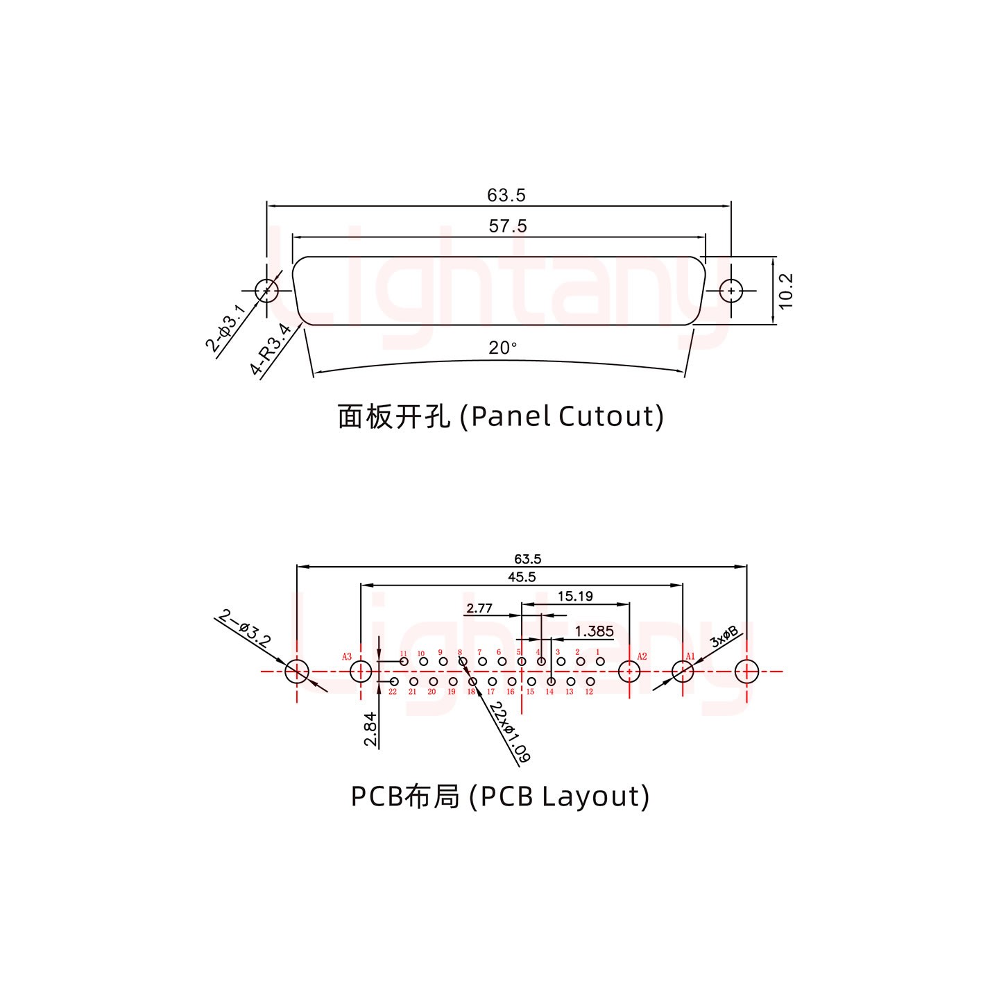 25W3母PCB直插板/鉚魚叉7.0/大電流40A