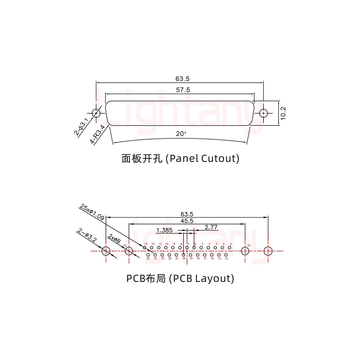 27W2母PCB直插板/鉚魚(yú)叉7.0/大電流30A