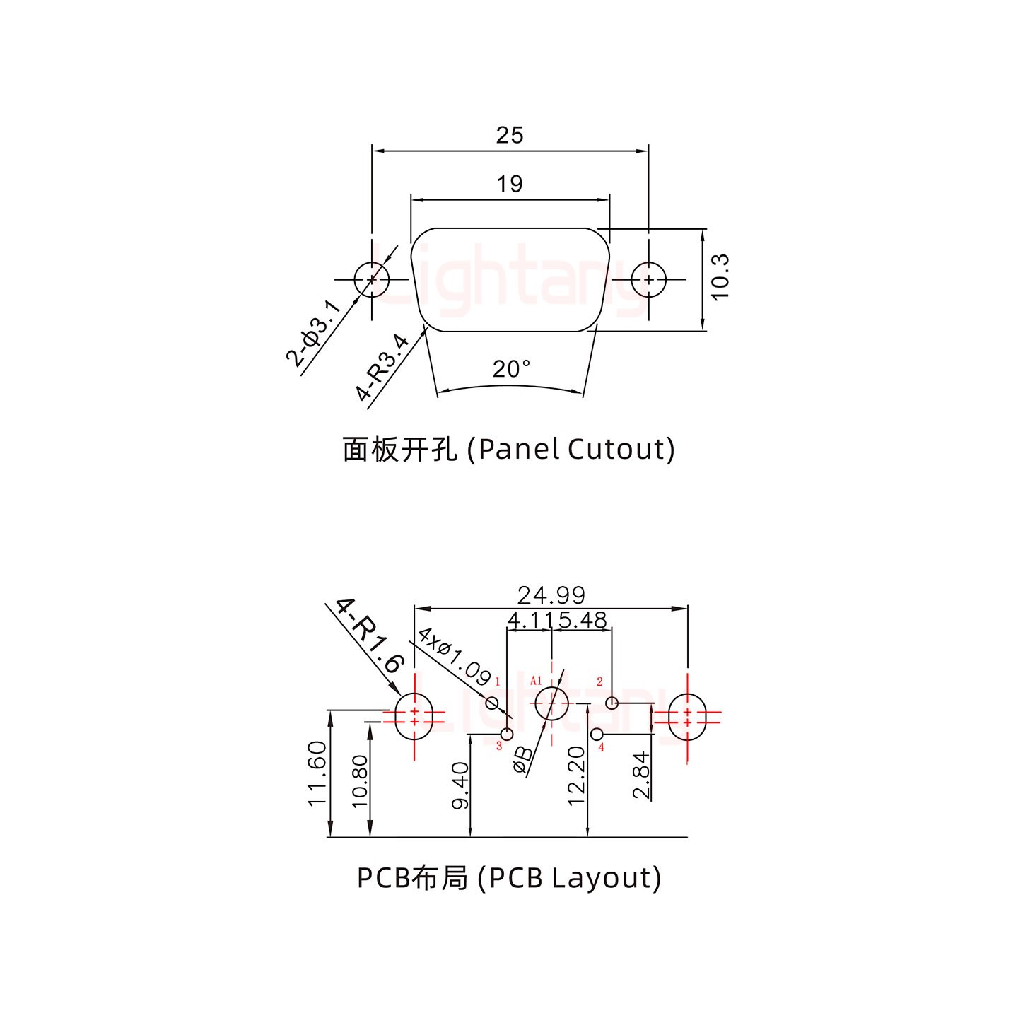 5W1公PCB彎插板/鉚支架10.8/大電流10A