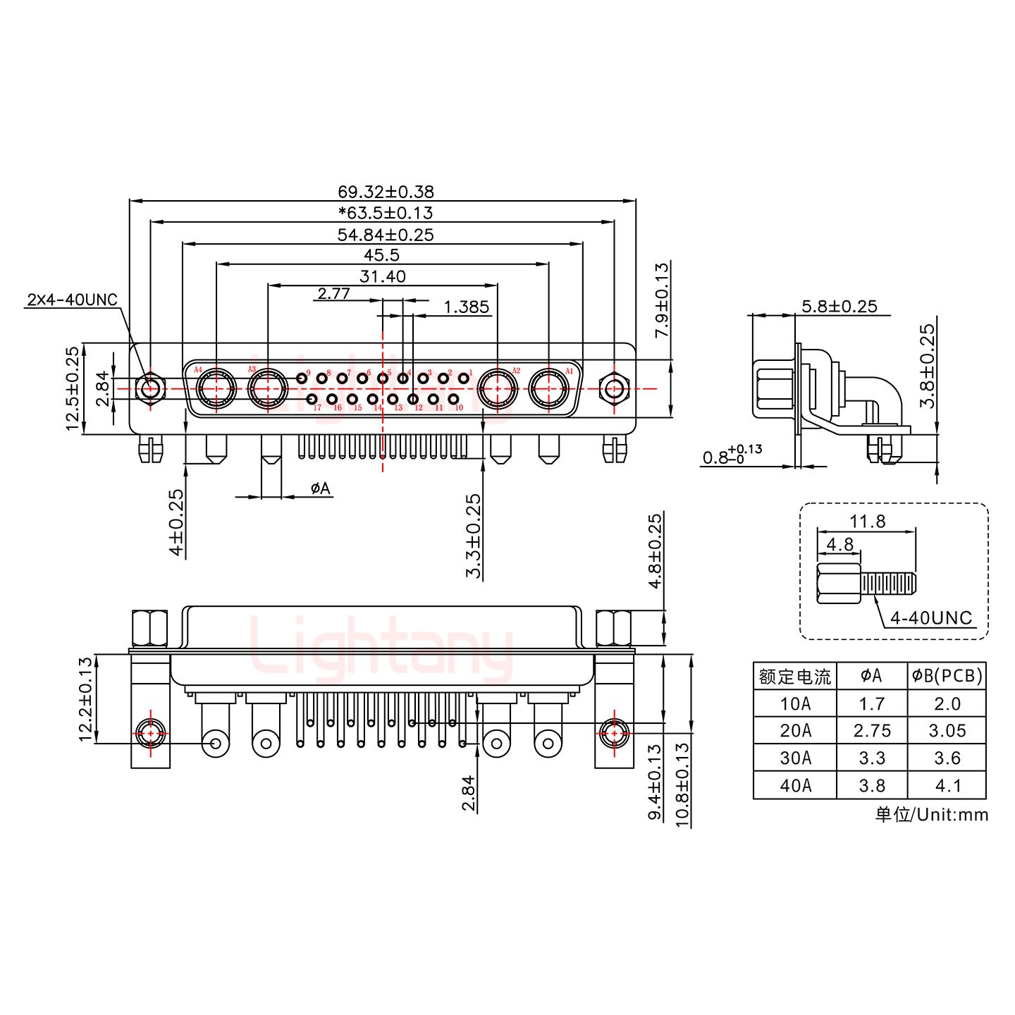 21W4母PCB彎插板/鉚支架10.8/大電流10A