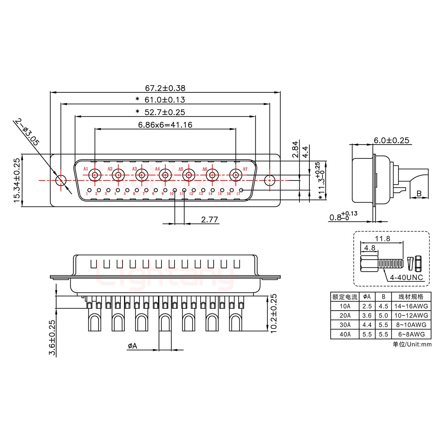 24W7公長(zhǎng)體焊線/配螺絲螺母/大電流10A