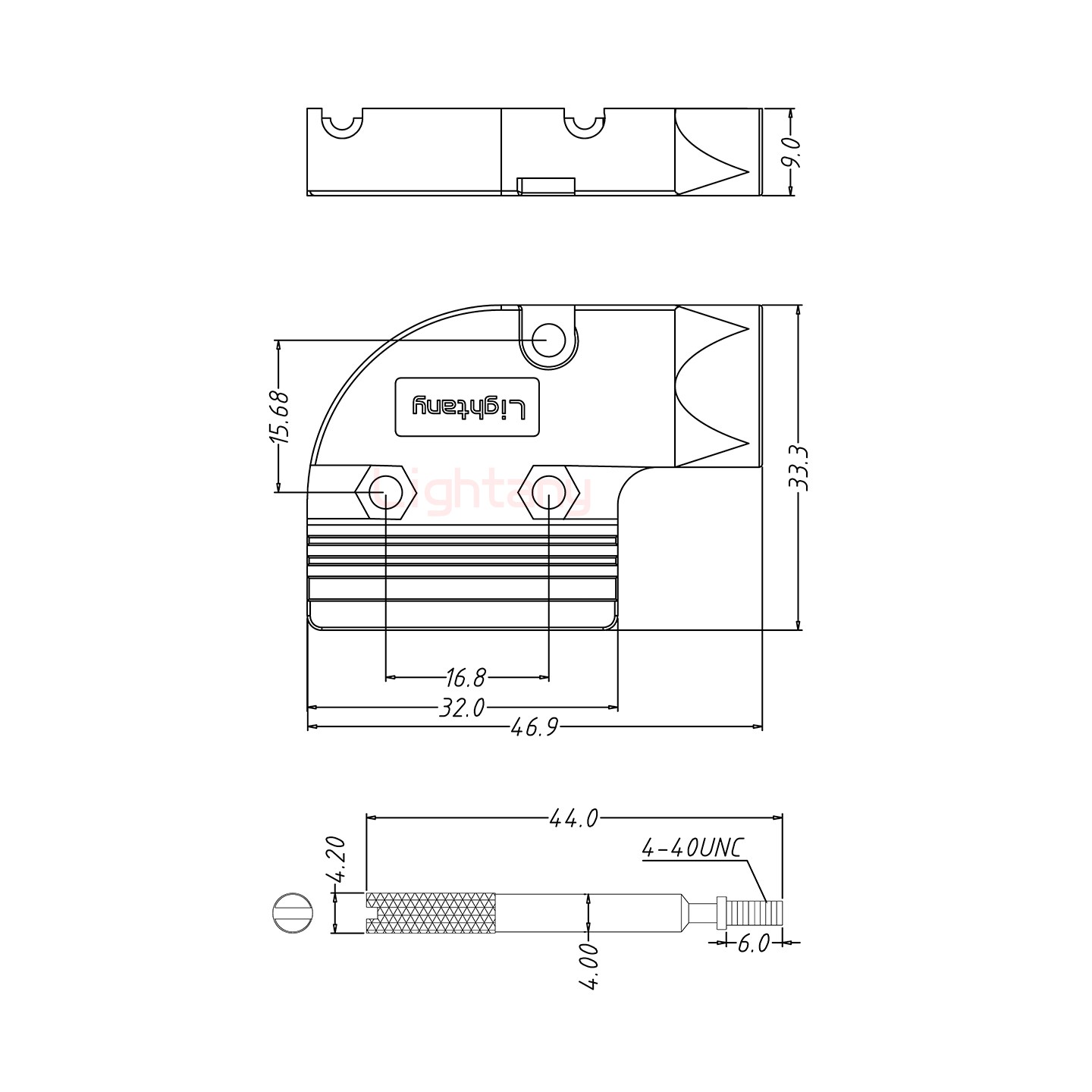 1W1母短體焊線30A+9P金屬外殼424彎出線4~12mm