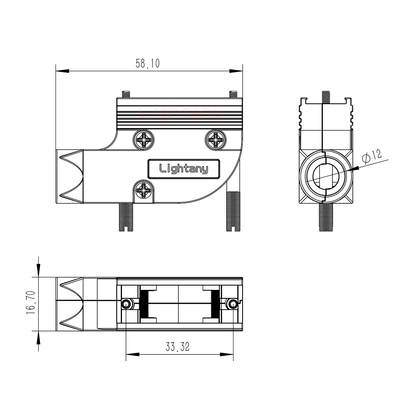 7W2公短體焊線40A+15P金屬外殼1443彎出線4~12mm