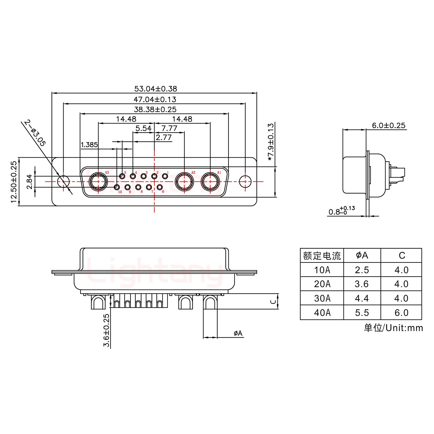 13W3母短體焊線40A+25P金屬外殼1015彎出線4~12mm