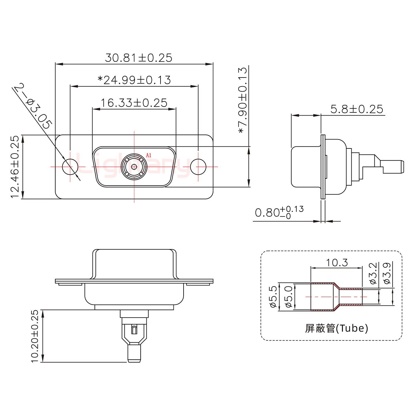 1W1母頭焊線+防水接頭/線徑5~11mm/射頻同軸50歐姆