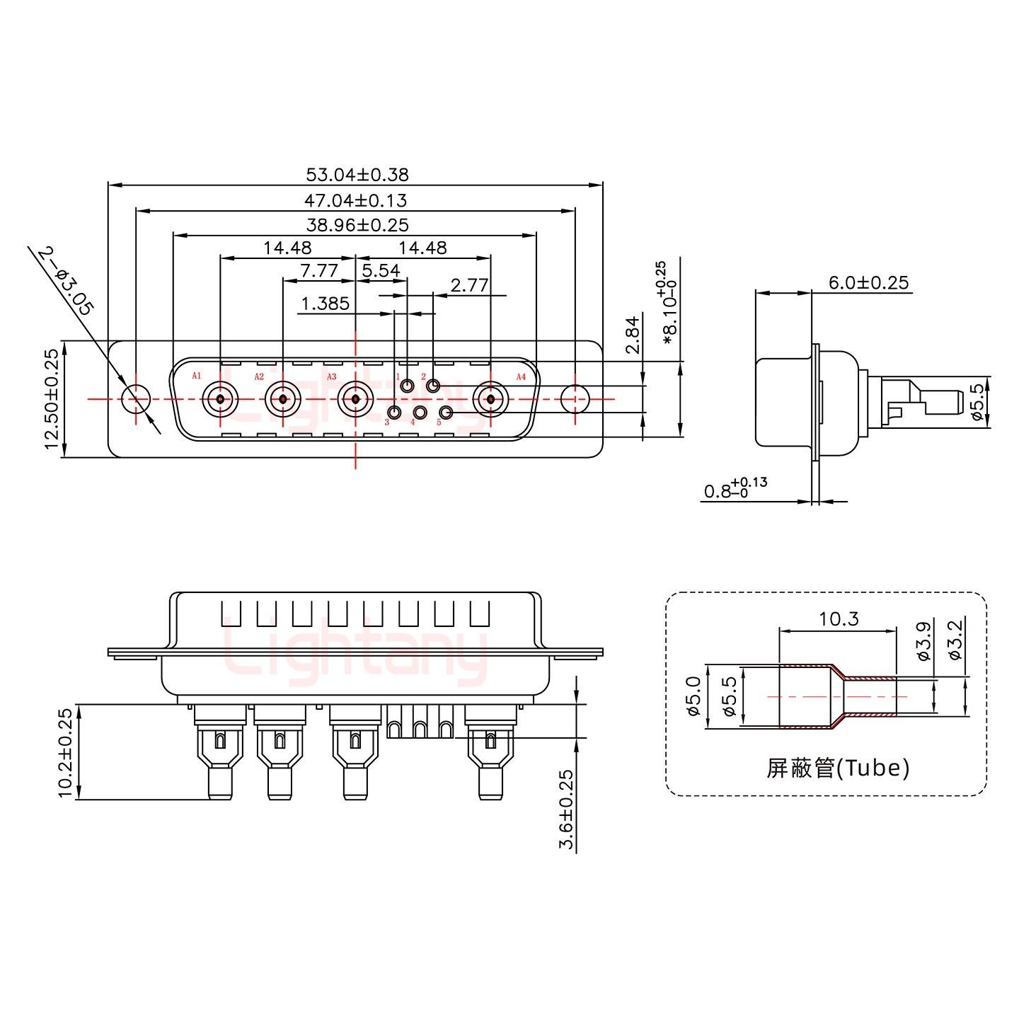 9W4公頭焊線+防水接頭/線徑10~16mm/射頻同軸50歐姆