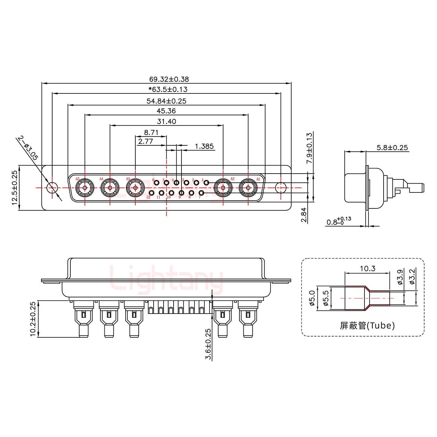 17W5母頭焊線+防水接頭/線徑5~11mm/射頻同軸50歐姆