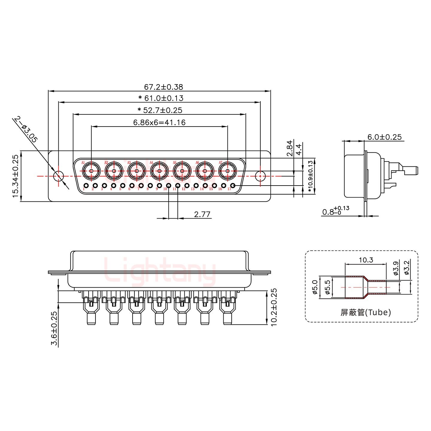 24W7母頭焊線+防水接頭/線徑10~16mm/射頻同軸50歐姆