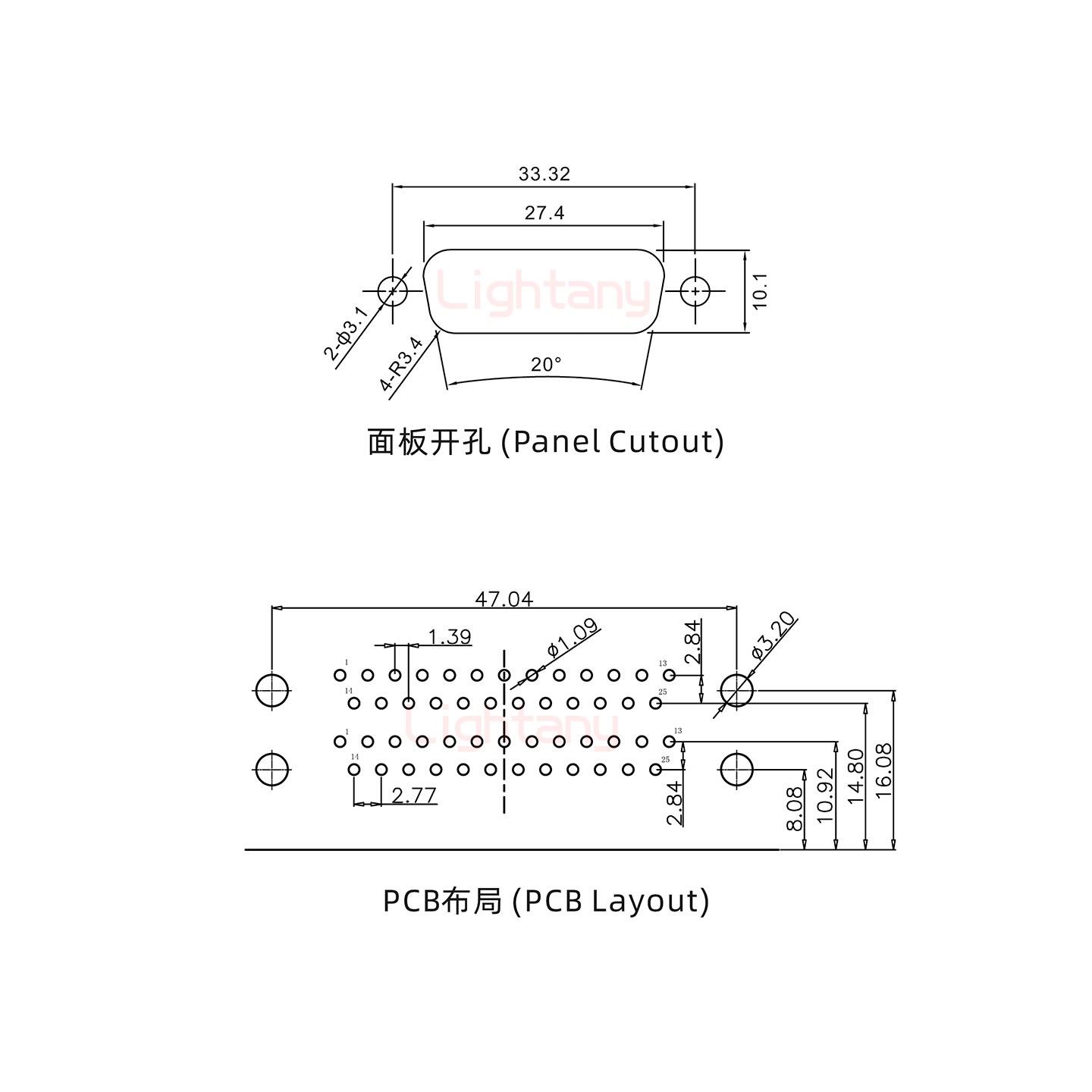 DR25公對(duì)公 間距19.05 雙胞胎沖針 D-SUB連接器