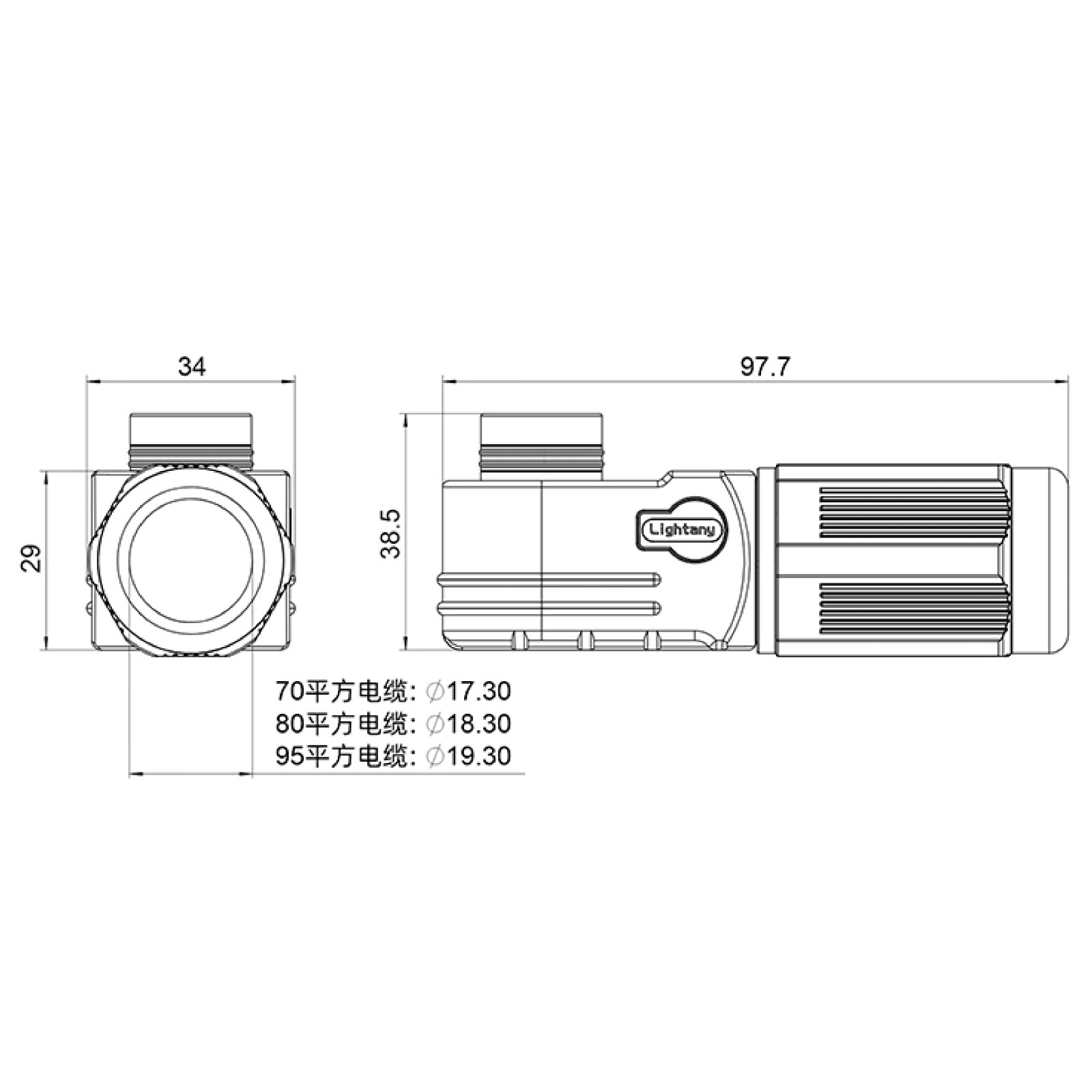 LTC1295-F1BR彎式插頭 95平方 350A 黑色