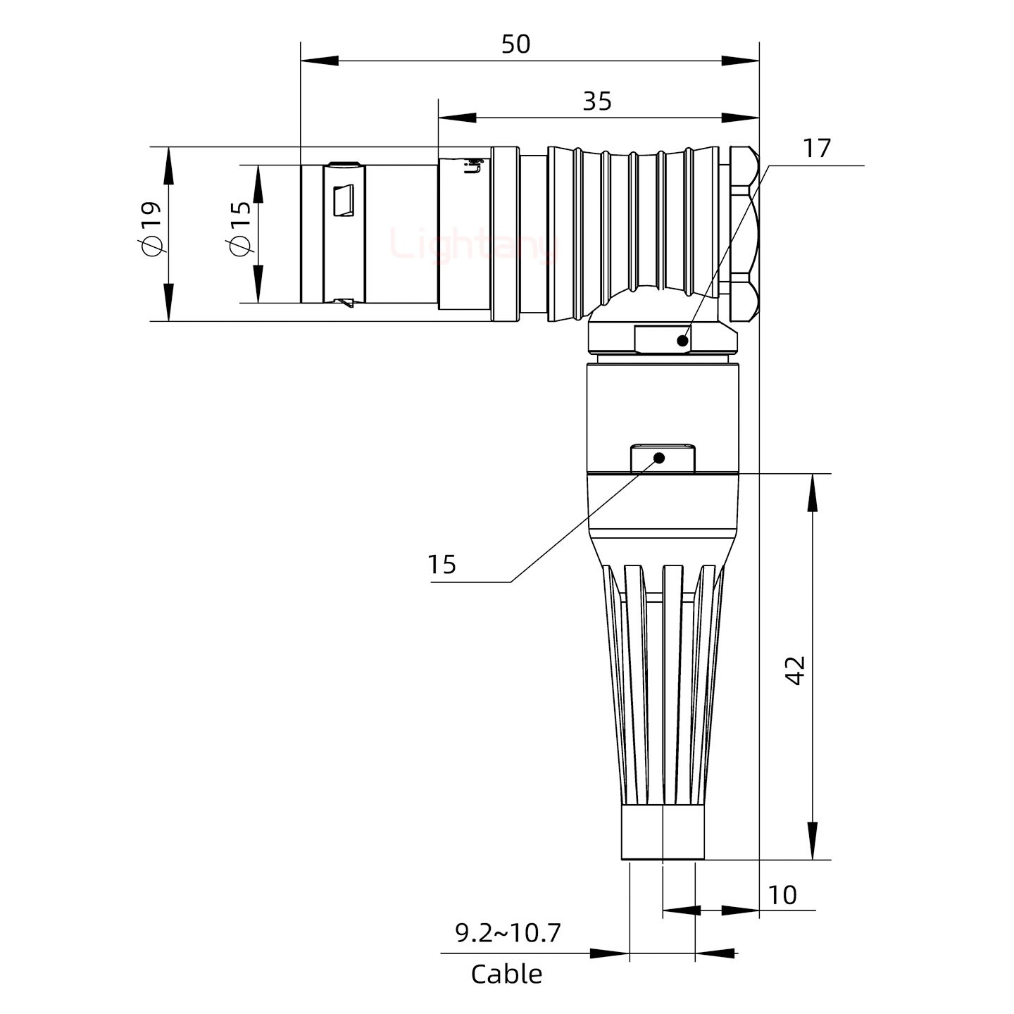 FHG.3B.008.CLAD10Z帶護套彎式插頭