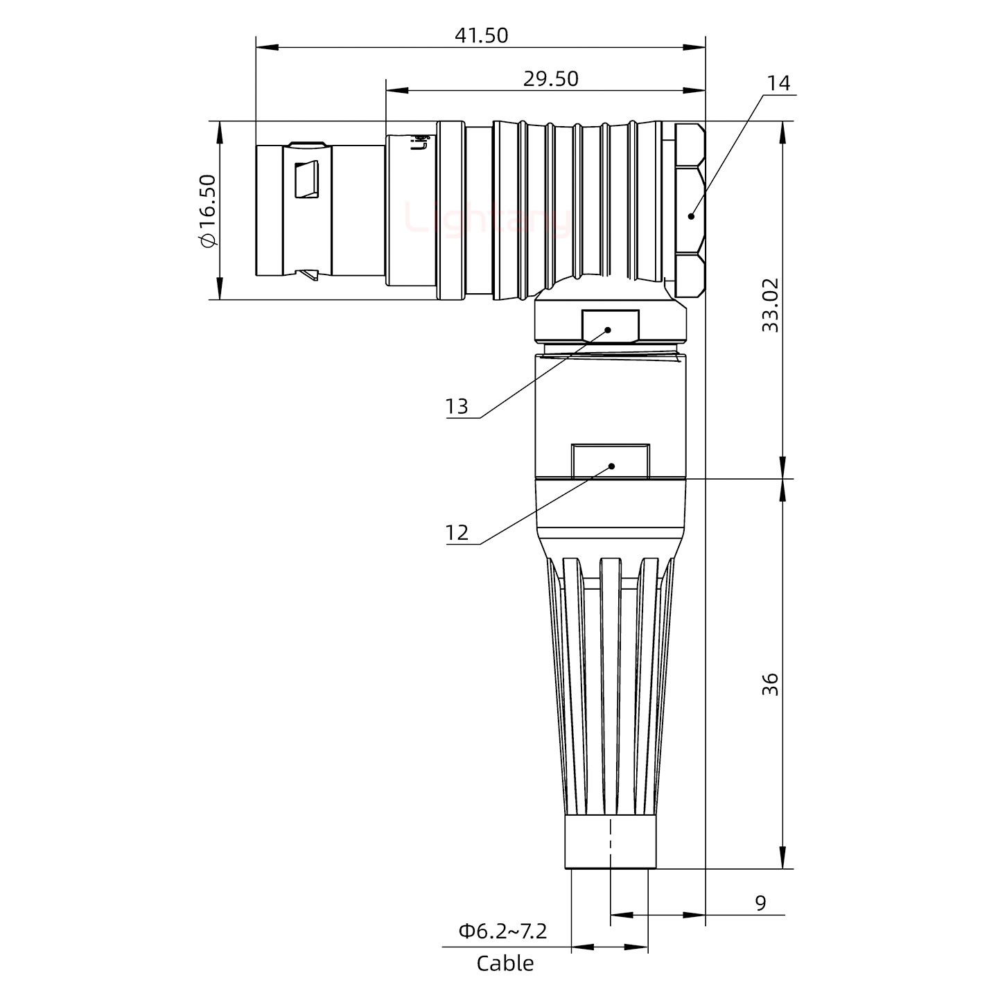 FHG.2B.002.CLAD72Z推拉自鎖帶護(hù)套彎式插頭