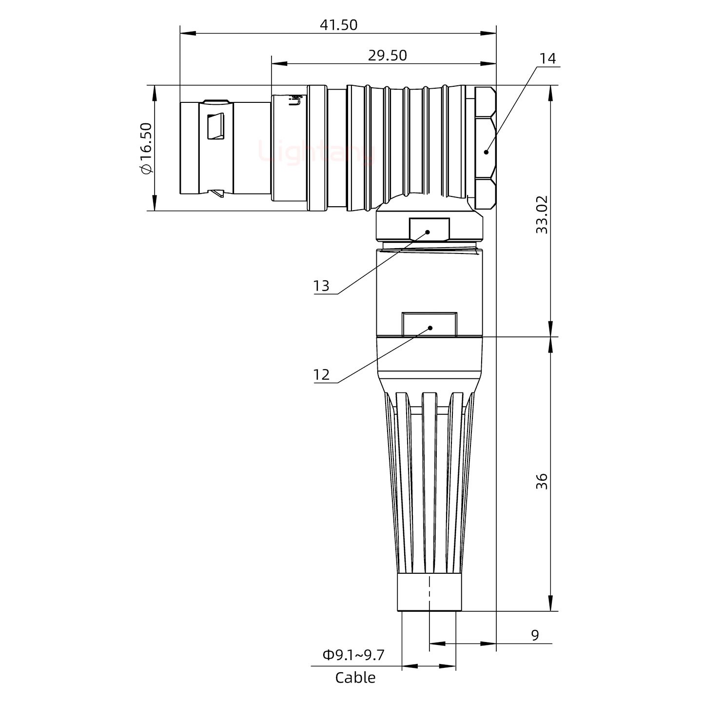 FHG.2B.002.CLAD99Z推拉自鎖帶護(hù)套彎式插頭