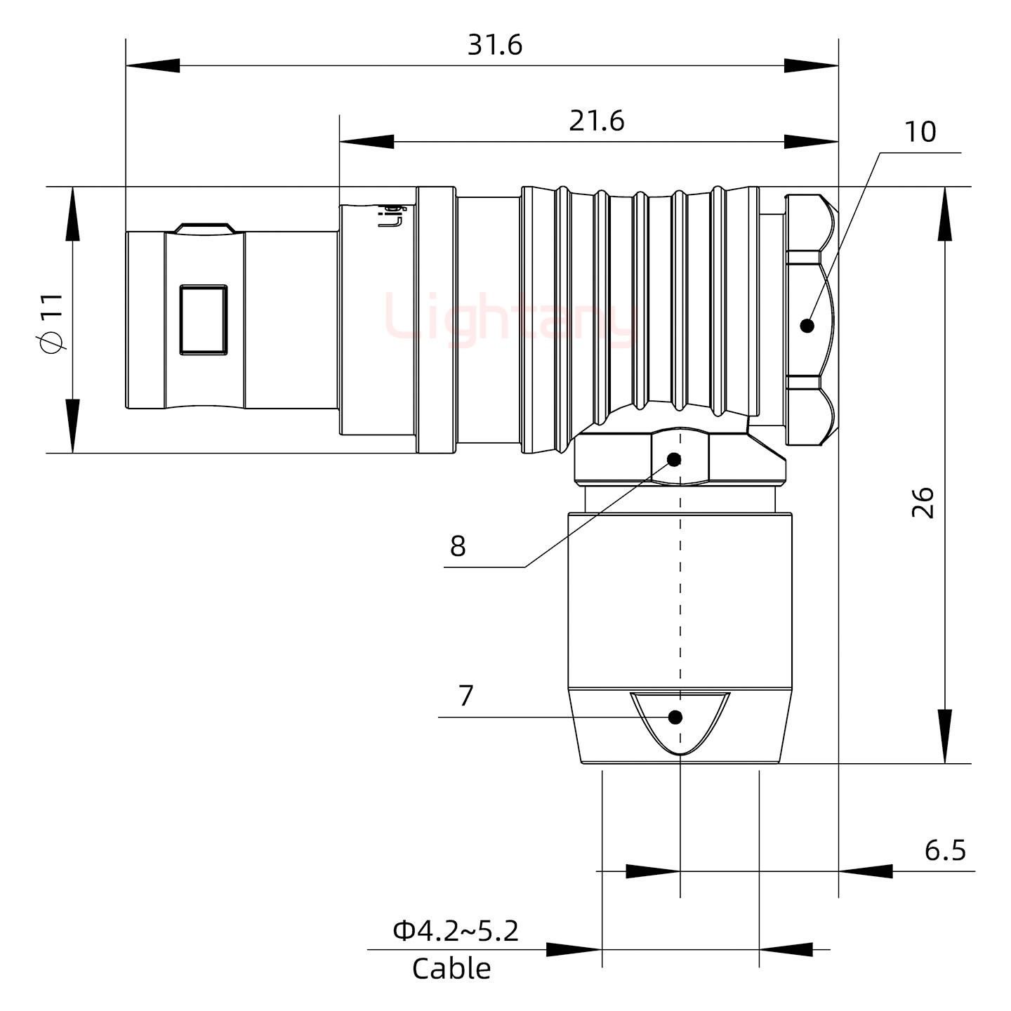 FHG.0B.007.CLAD52推拉自鎖彎式插頭