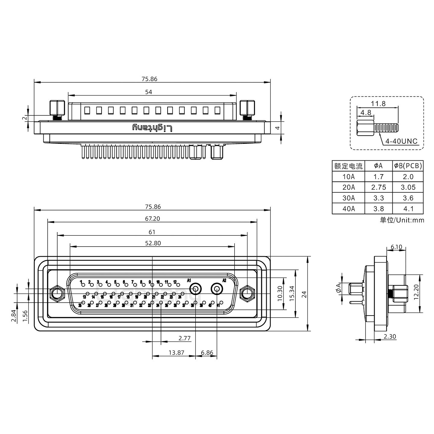 防水43W2公直插板/鎖螺絲/大電流40A