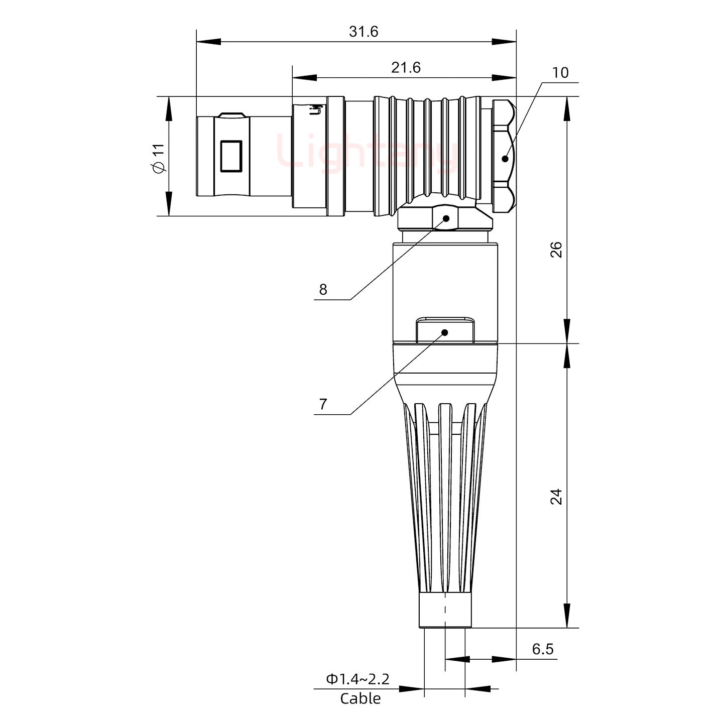 FHG.0B.002.CLAD21Z帶護(hù)套彎式插頭