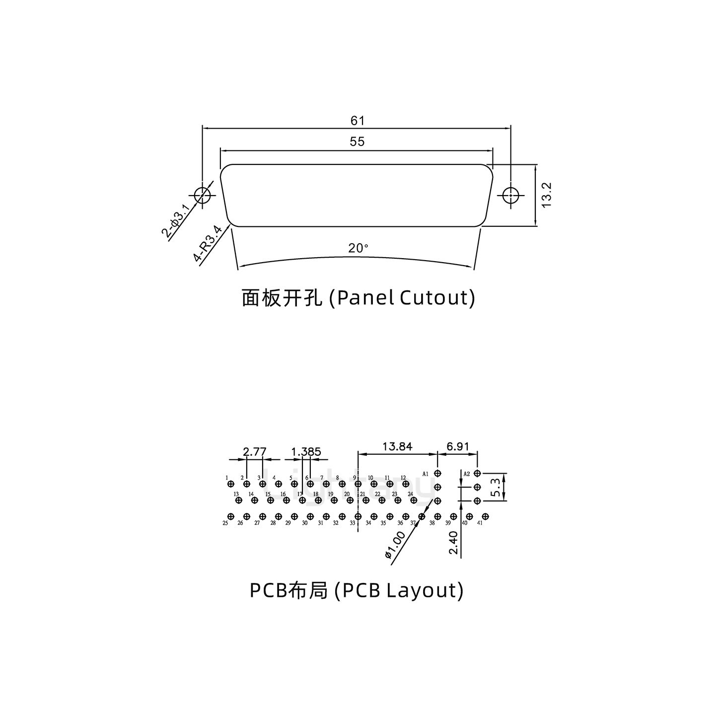 防水43W2公直插板/鎖螺絲/射頻同軸50歐姆