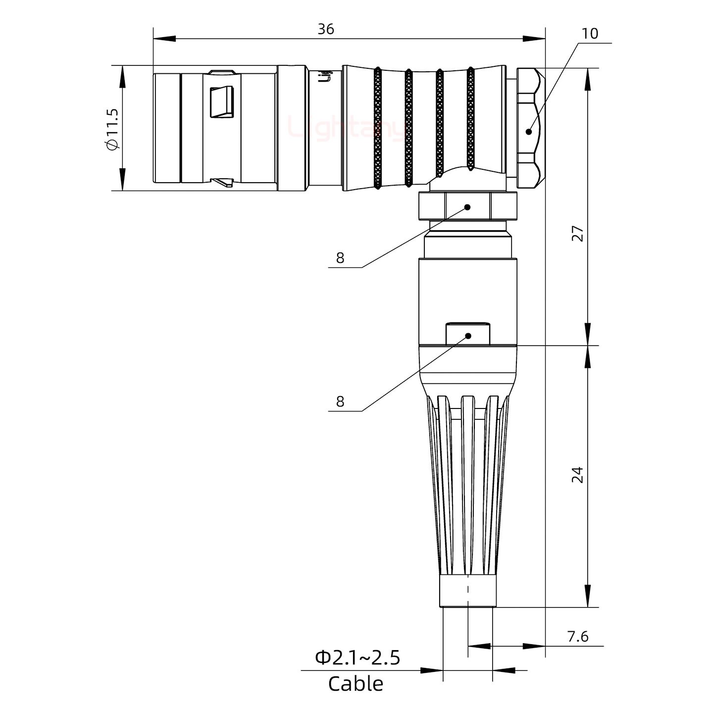 FHG.0K.003.CLAC25Z推拉自鎖帶護(hù)套彎式插頭