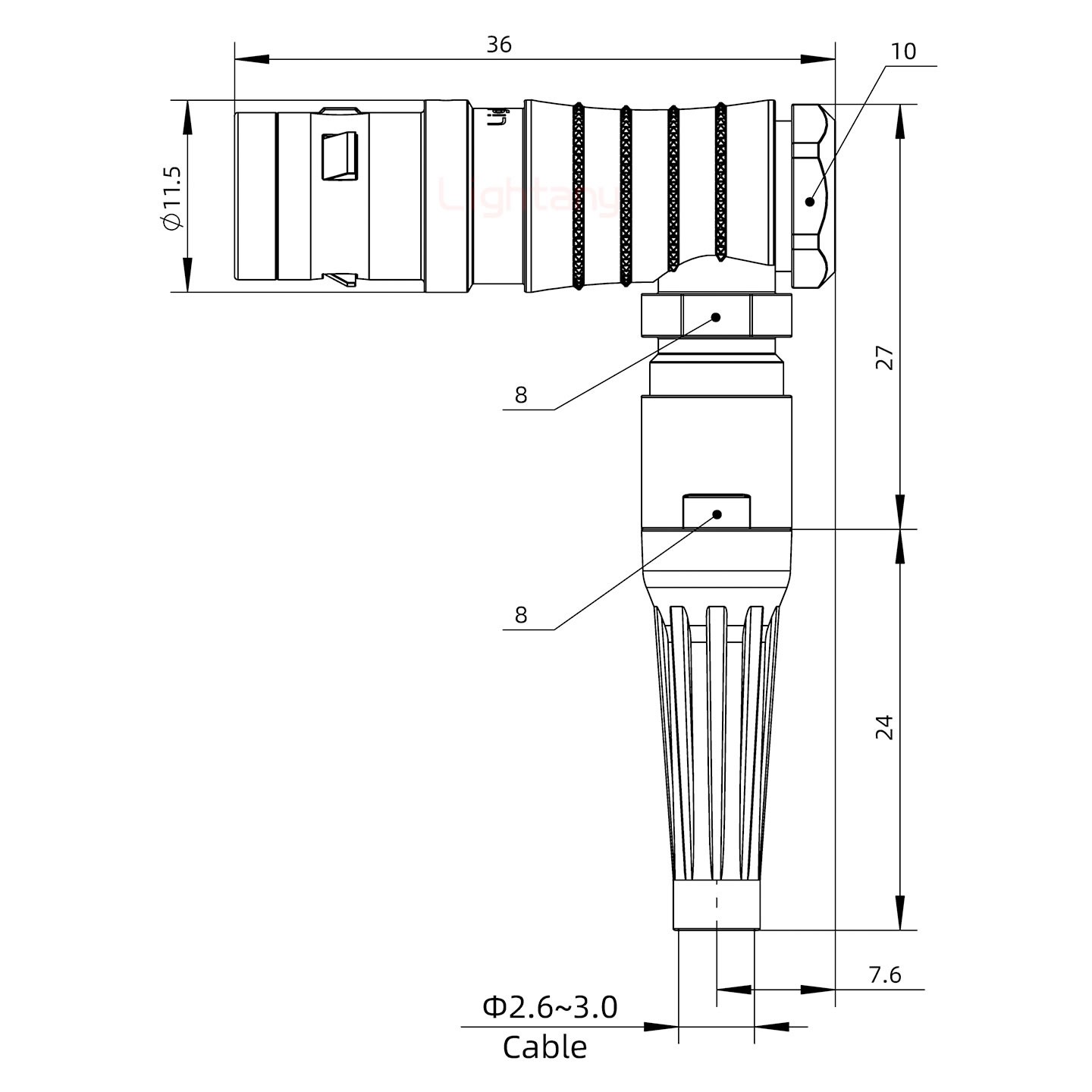 FHG.0K.007.CLAC30Z推拉自鎖帶護套彎式插頭