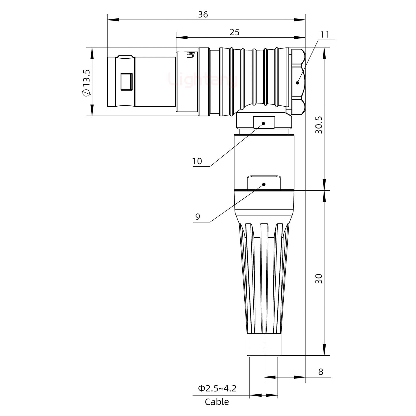 FHG.1B.002.CLAD42Z推拉自鎖帶護(hù)套彎式插頭